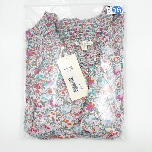 SHOSHANNA Boho Floral Rita Mini Dress 3228527 Smocked Waist 4 Small S NEW A line - Picture 6 of 6